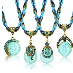 Beautiful Boho Chic Stone Pendant Necklaces Set of 4 NWT